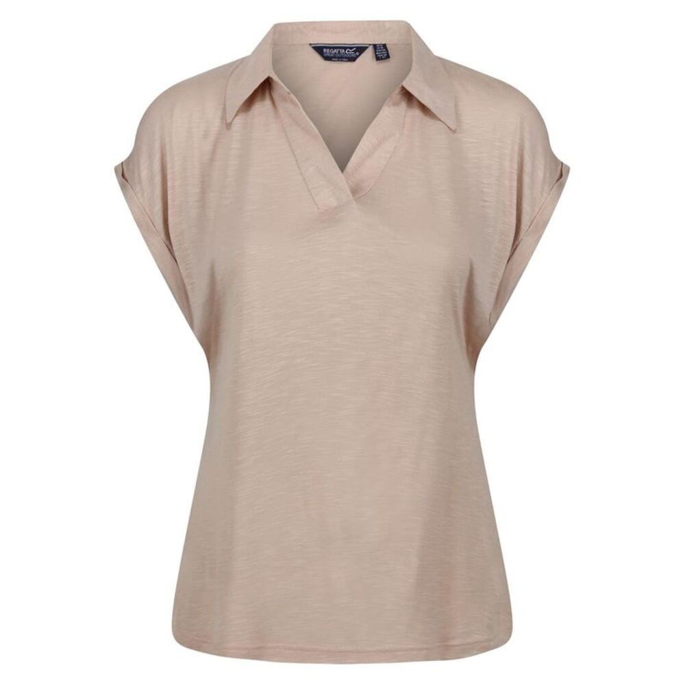 Regatta Womens/Ladies Plain V Neck Short-Sleeved Polo Shirt / Sesame